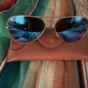 Ray-Ban Gold and Blue Aviator Sunglasses